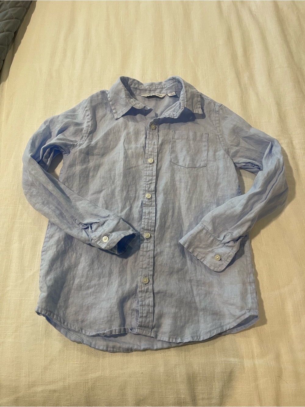 Janie and Jack Pale Blue Linen Casual Button-Down Shirt